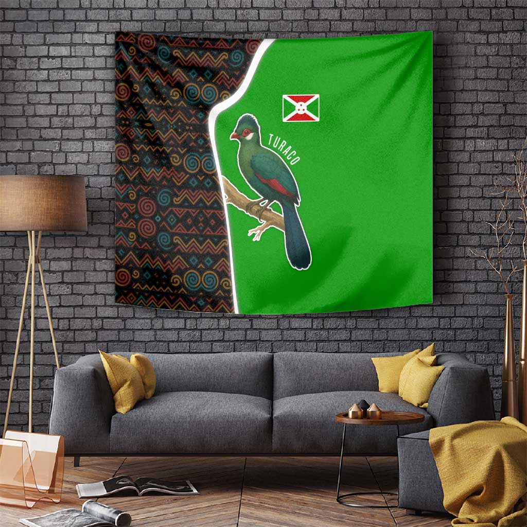 Burundi Turaco Tapestry with National Bird and Flag Pattern TS04
