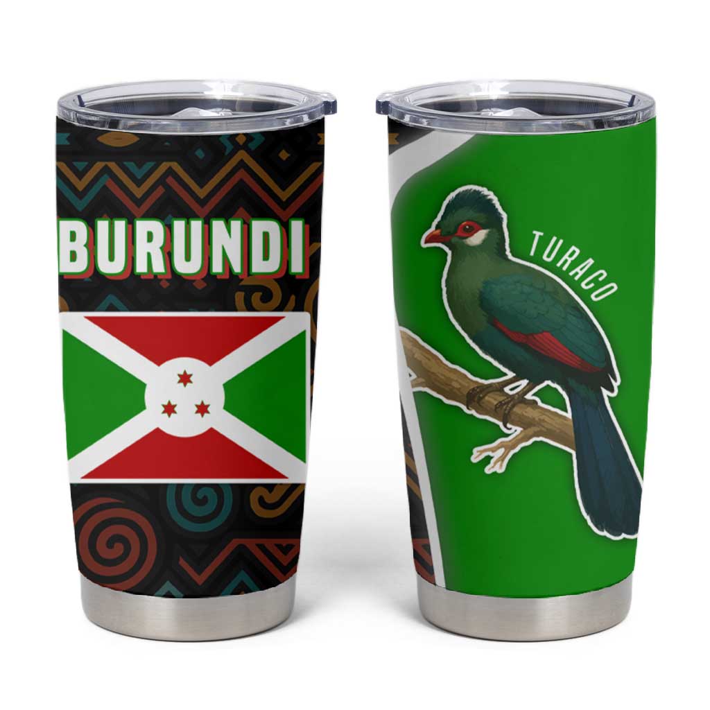 Burundi Turaco Tumbler Cup with National Bird and Flag Pattern TS04