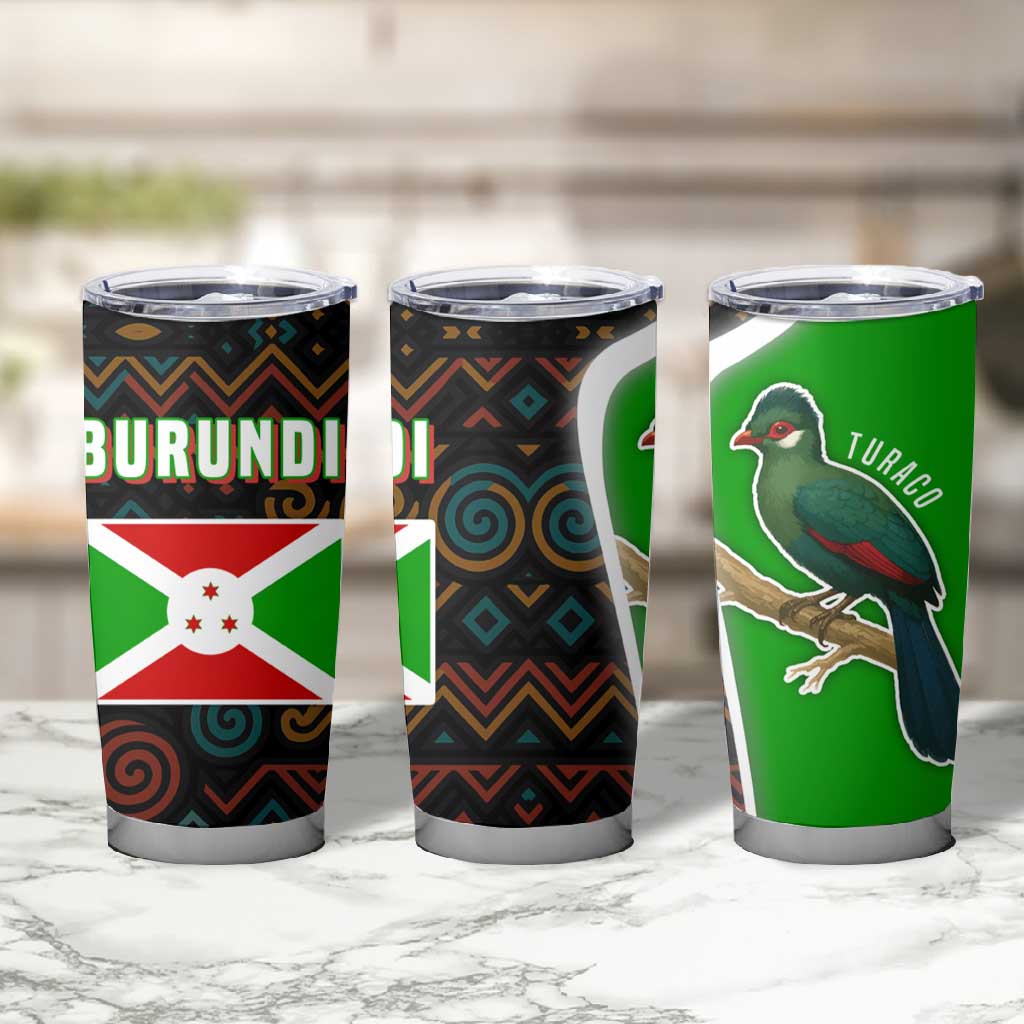 Burundi Turaco Tumbler Cup with National Bird and Flag Pattern TS04