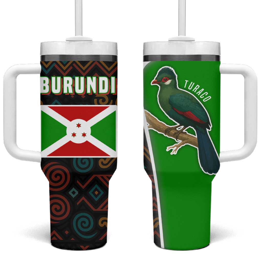 Burundi Turaco Tumbler With Handle with National Bird and Flag Pattern TS04