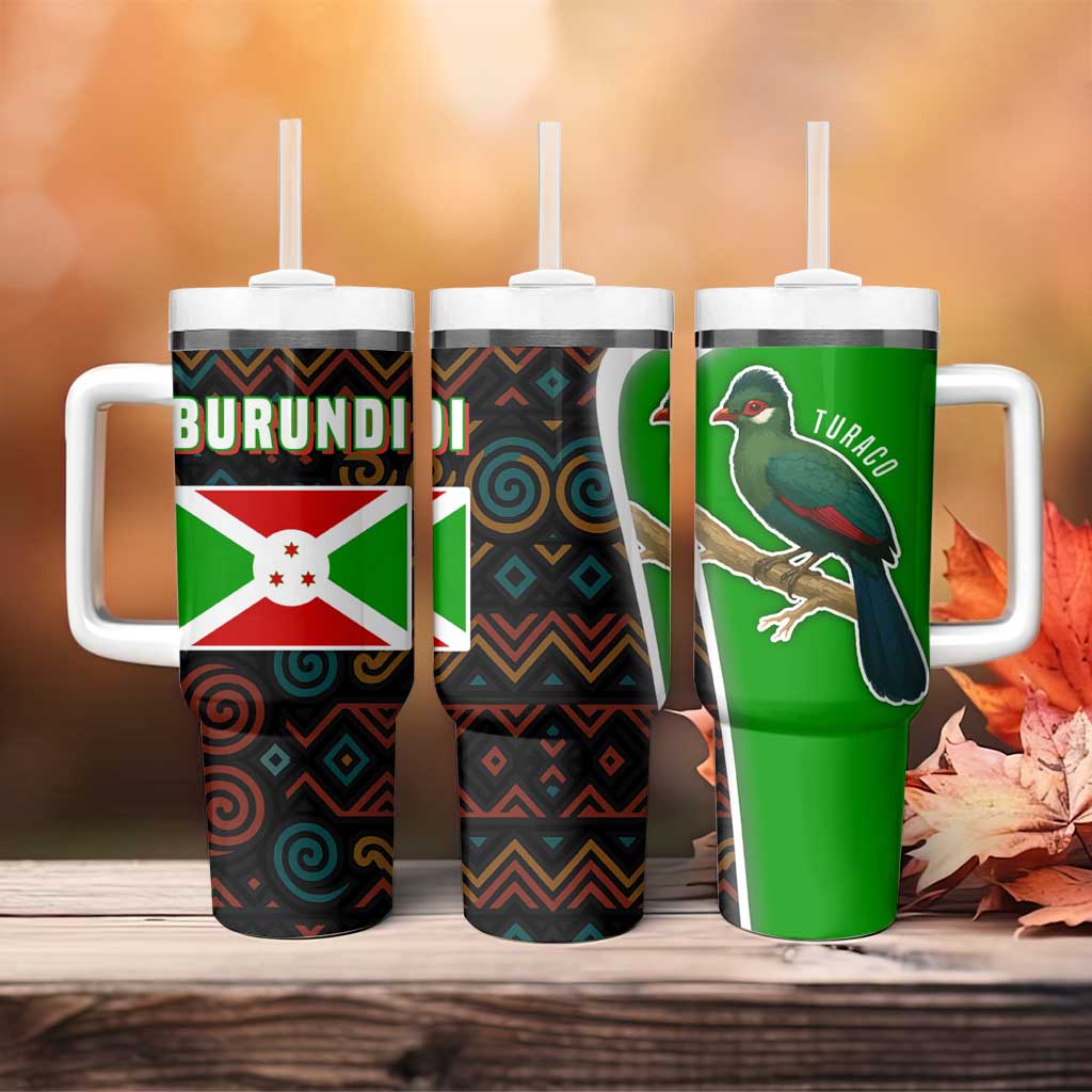 Burundi Turaco Tumbler With Handle with National Bird and Flag Pattern TS04