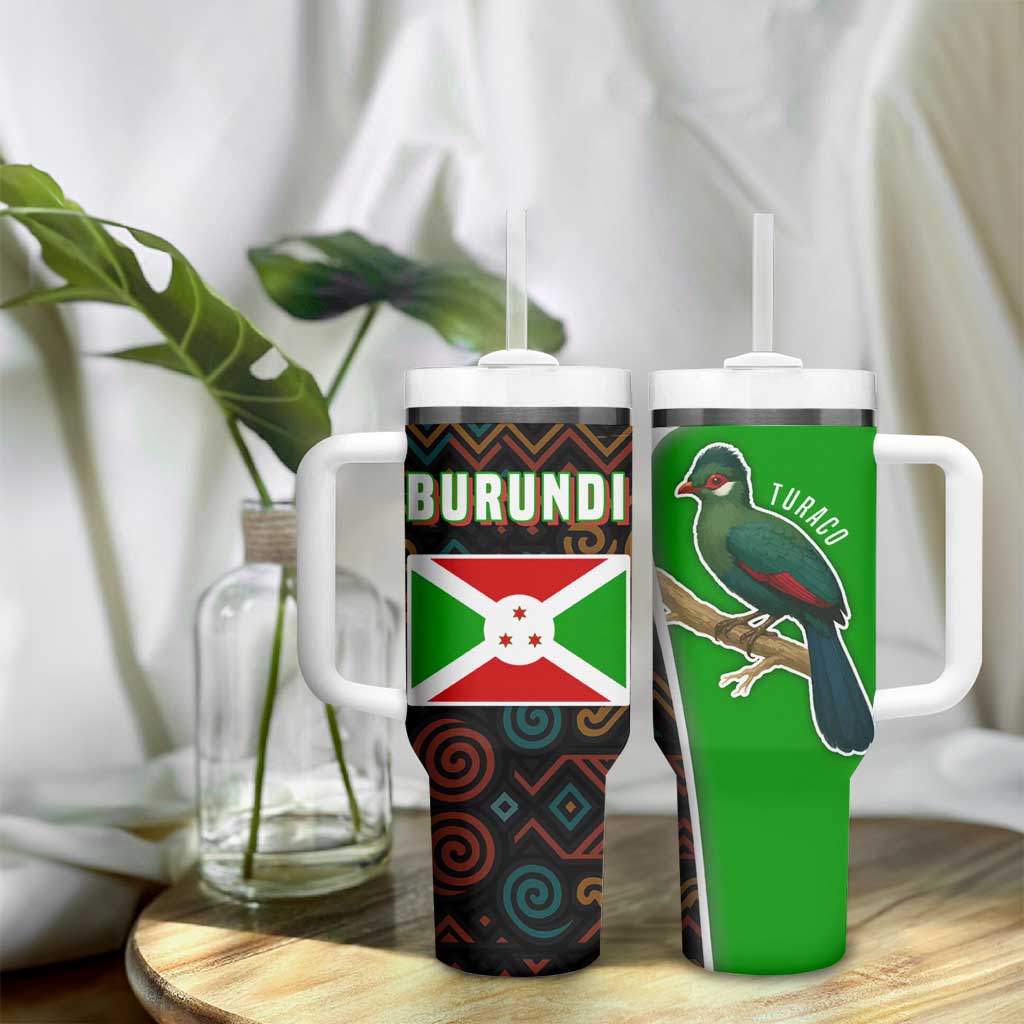 Burundi Turaco Tumbler With Handle with National Bird and Flag Pattern TS04