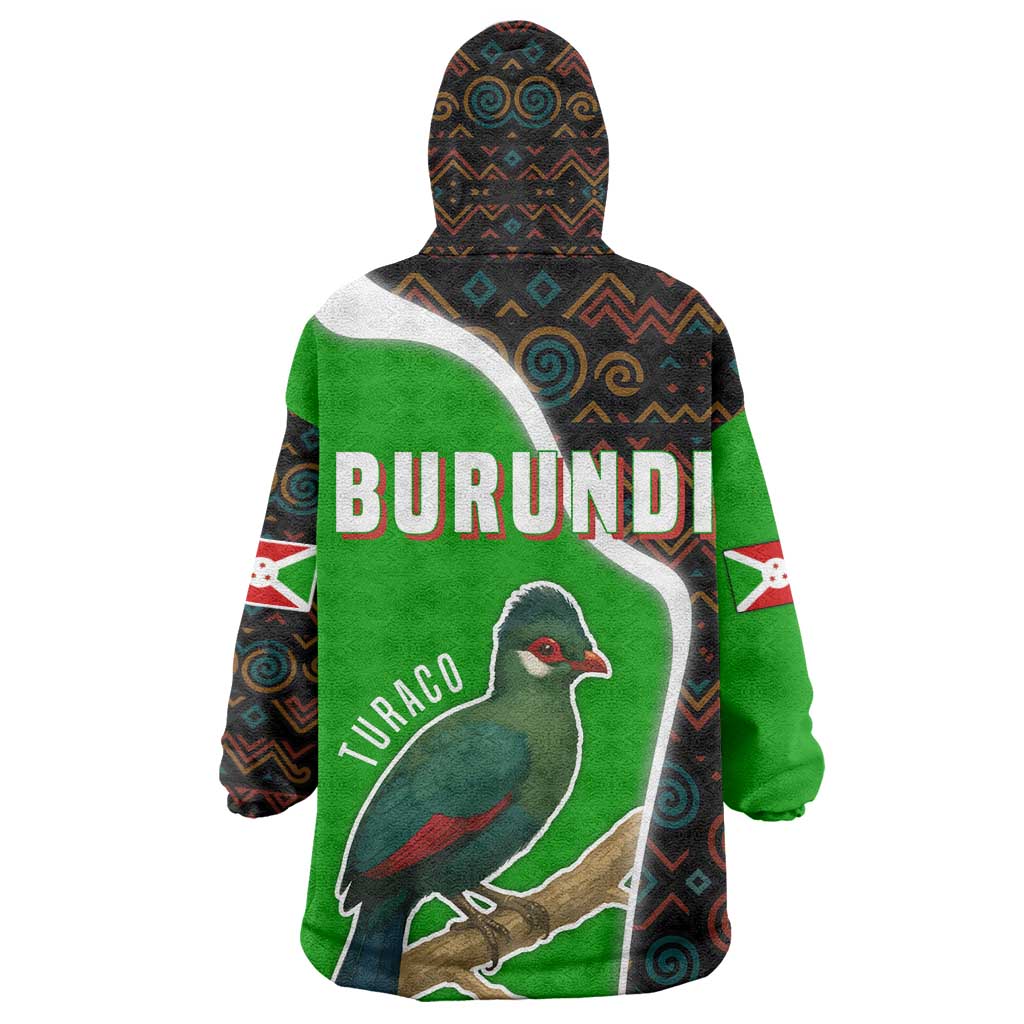 Burundi Turaco Wearable Blanket Hoodie with National Bird and Flag Pattern TS04