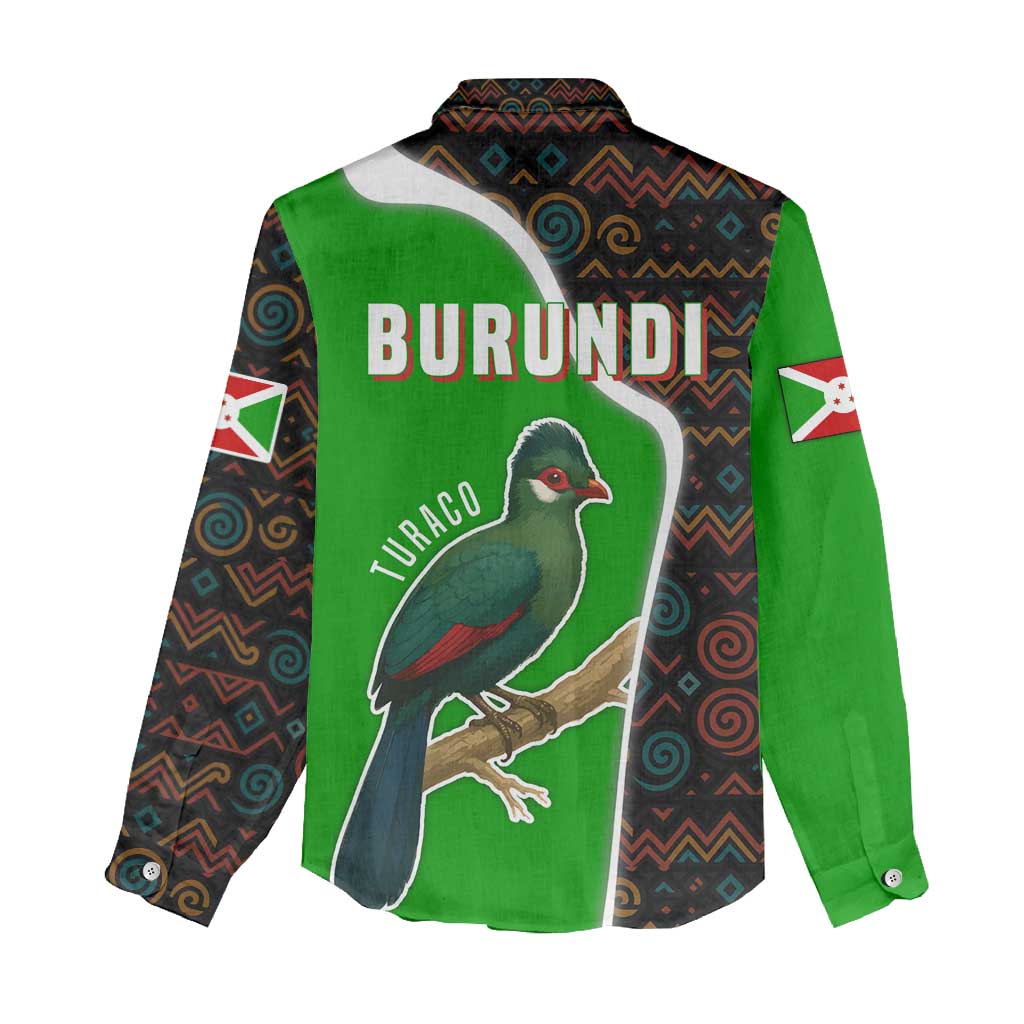 Burundi Turaco Women Casual Shirt with National Bird and Flag Pattern TS04