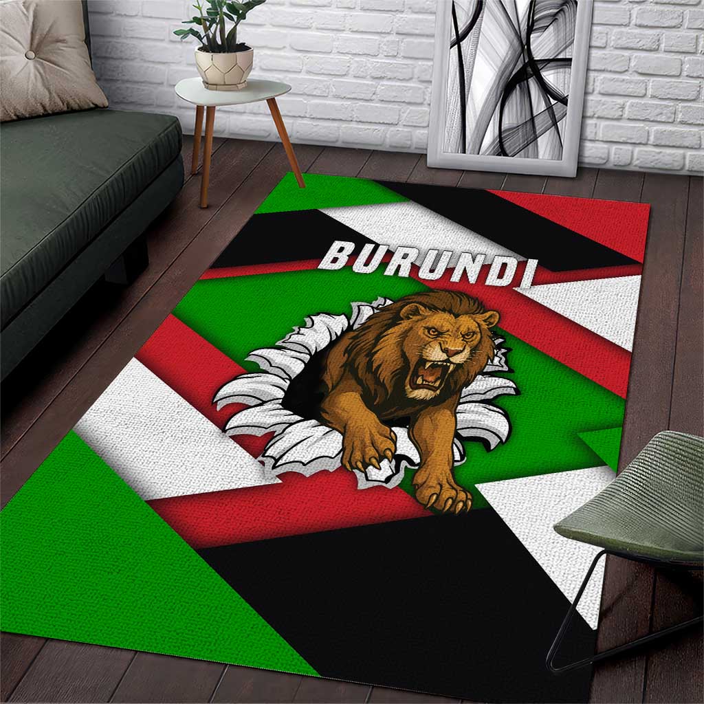 Burundi Roaring Lion Area Rug with National Flag Colors TS04