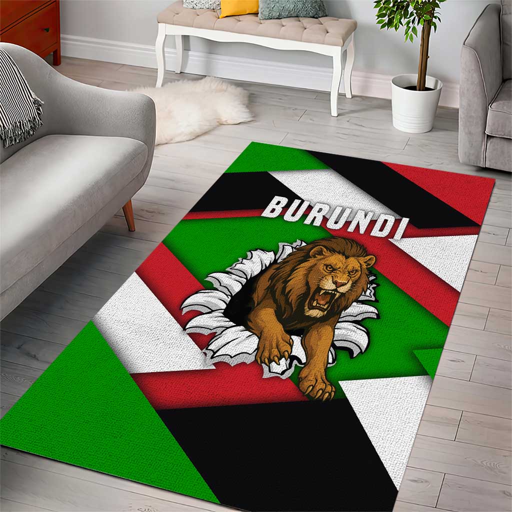 Burundi Roaring Lion Area Rug with National Flag Colors TS04