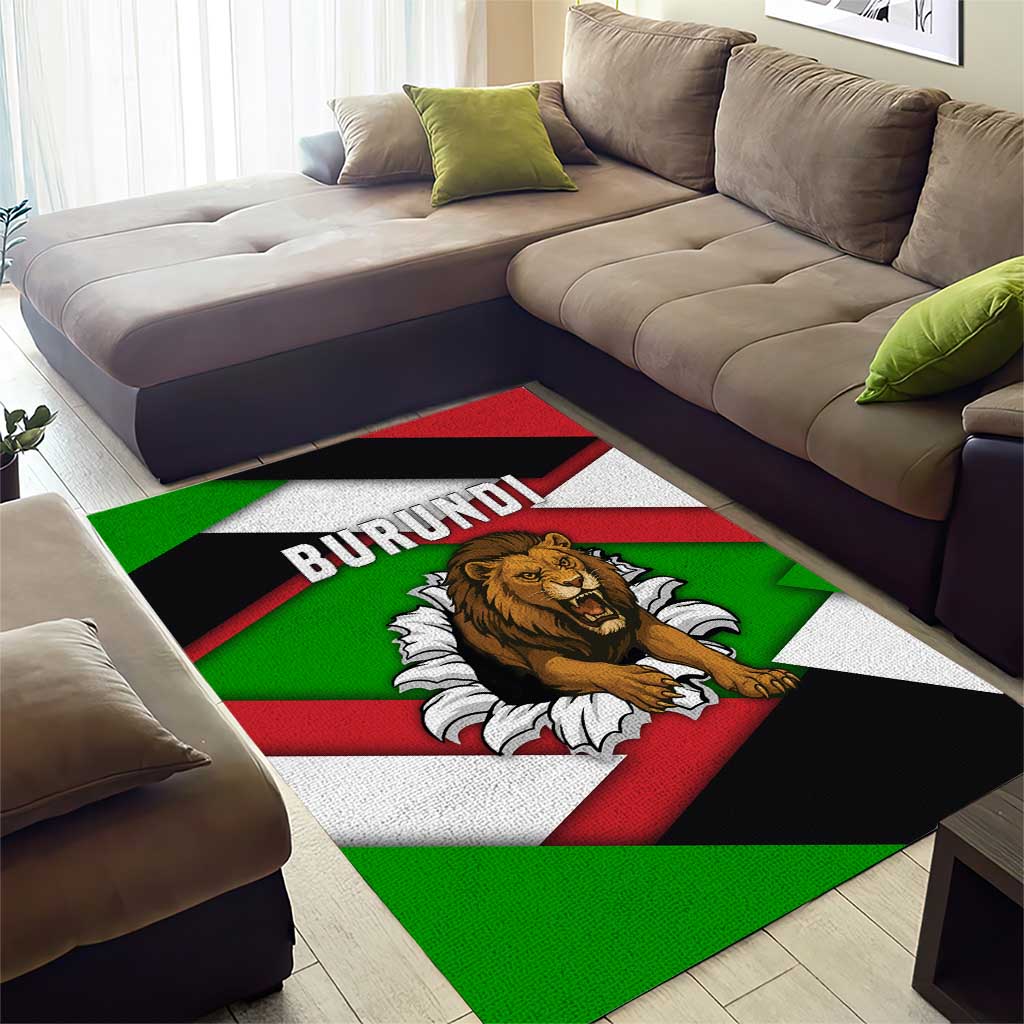 Burundi Roaring Lion Area Rug with National Flag Colors TS04