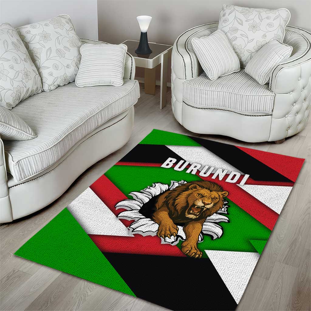 Burundi Roaring Lion Area Rug with National Flag Colors TS04