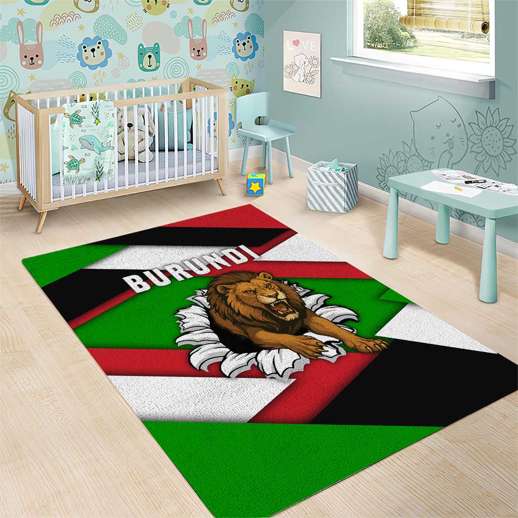 Burundi Roaring Lion Area Rug with National Flag Colors TS04