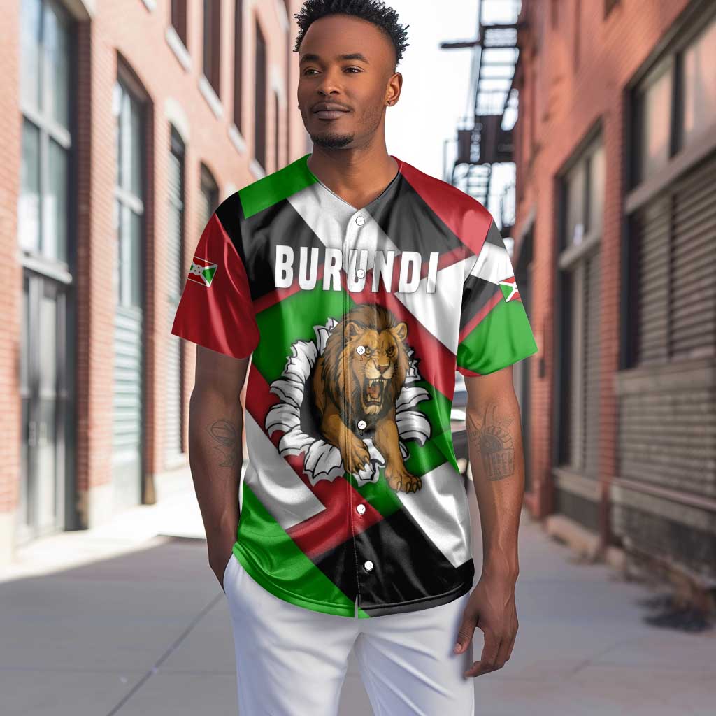 Burundi Roaring Lion Baseball Jersey with National Flag Colors TS04