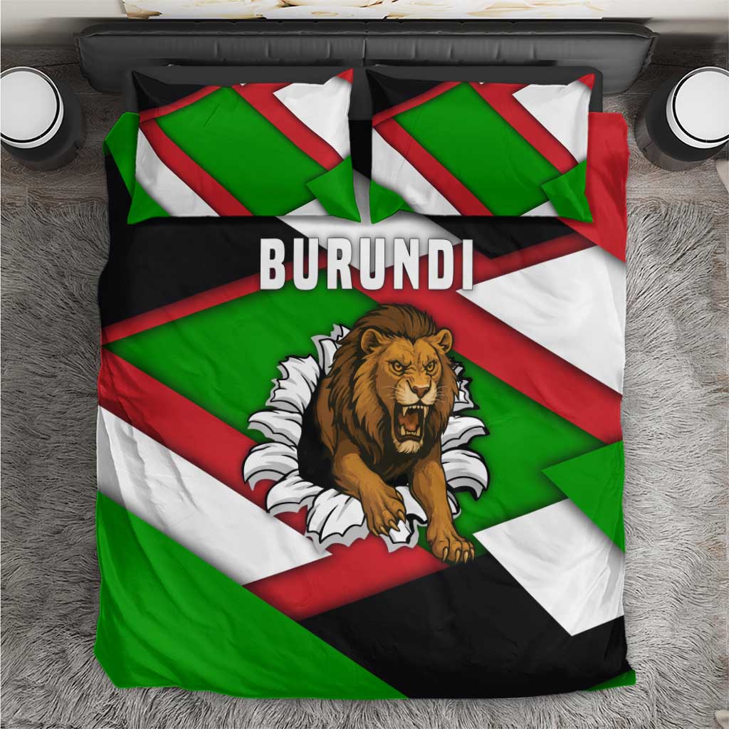 Burundi Roaring Lion Bedding Set with National Flag Colors TS04