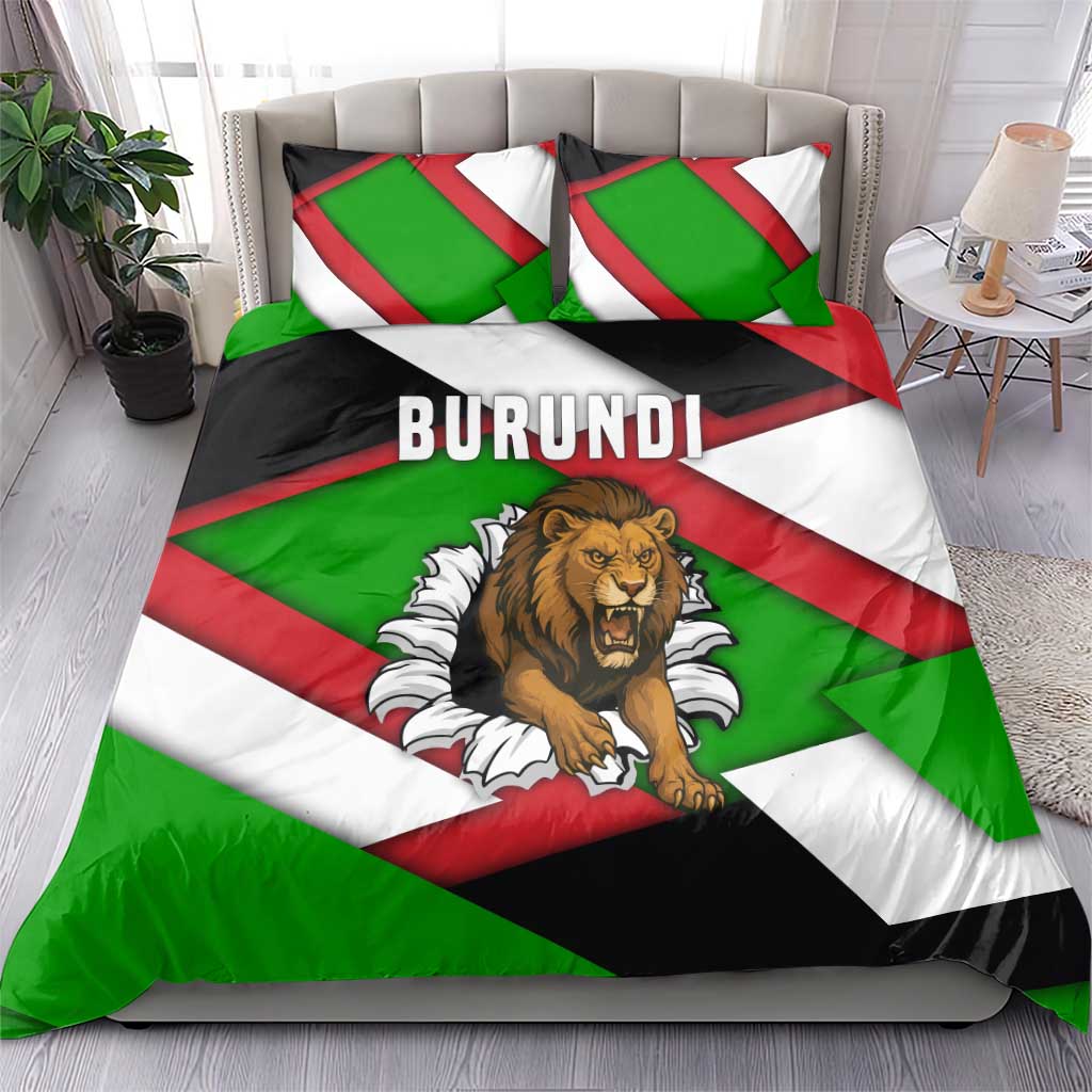 Burundi Roaring Lion Bedding Set with National Flag Colors TS04