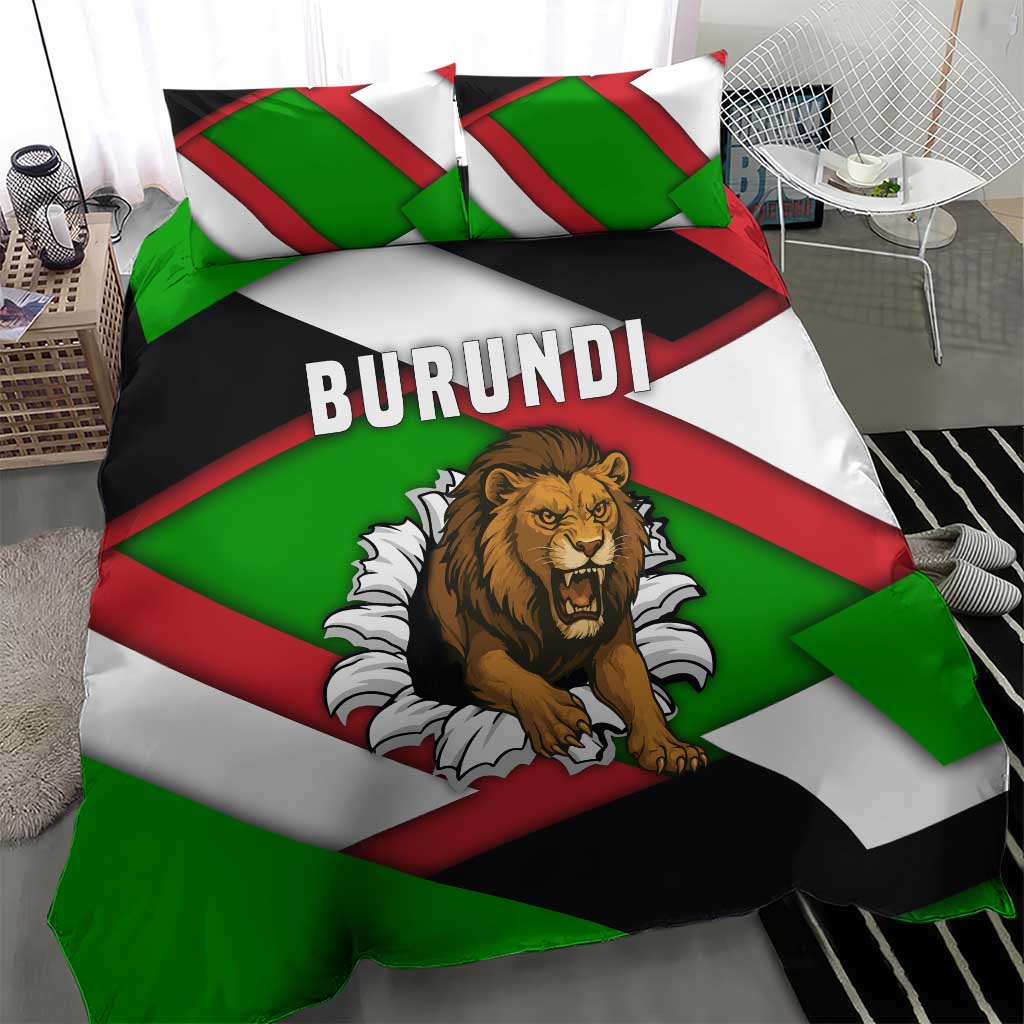 Burundi Roaring Lion Bedding Set with National Flag Colors TS04