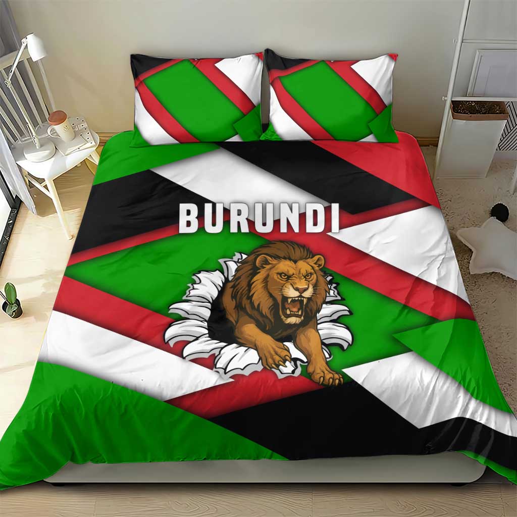 Burundi Roaring Lion Bedding Set with National Flag Colors TS04