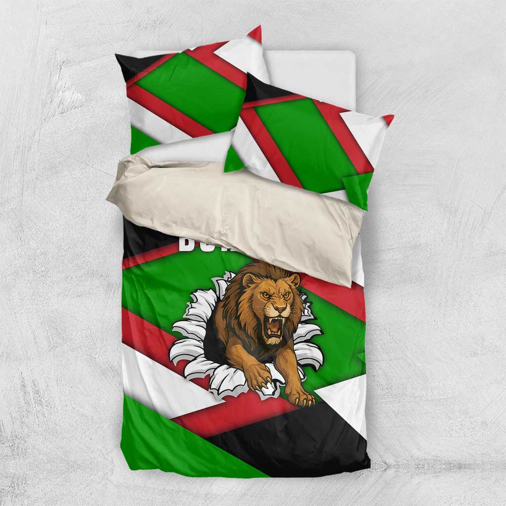 Burundi Roaring Lion Bedding Set with National Flag Colors TS04
