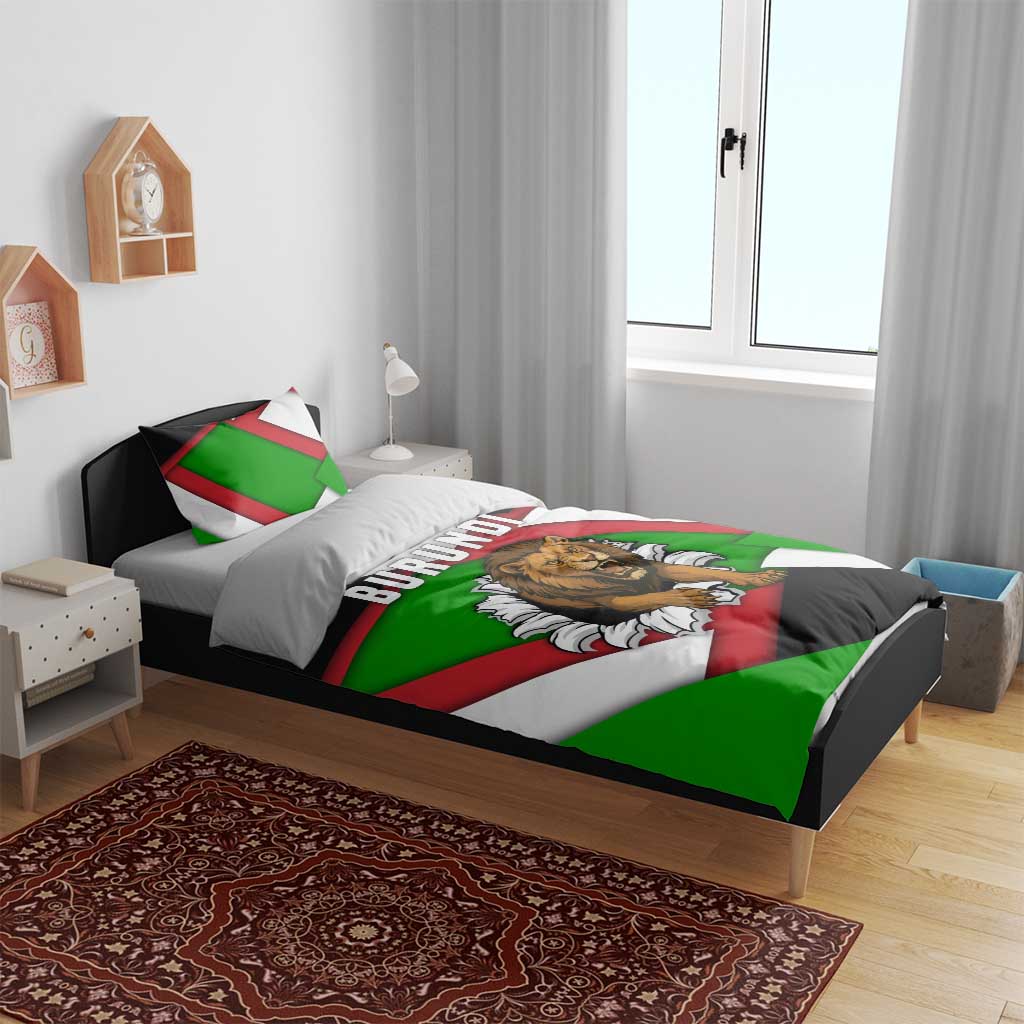 Burundi Roaring Lion Bedding Set with National Flag Colors TS04