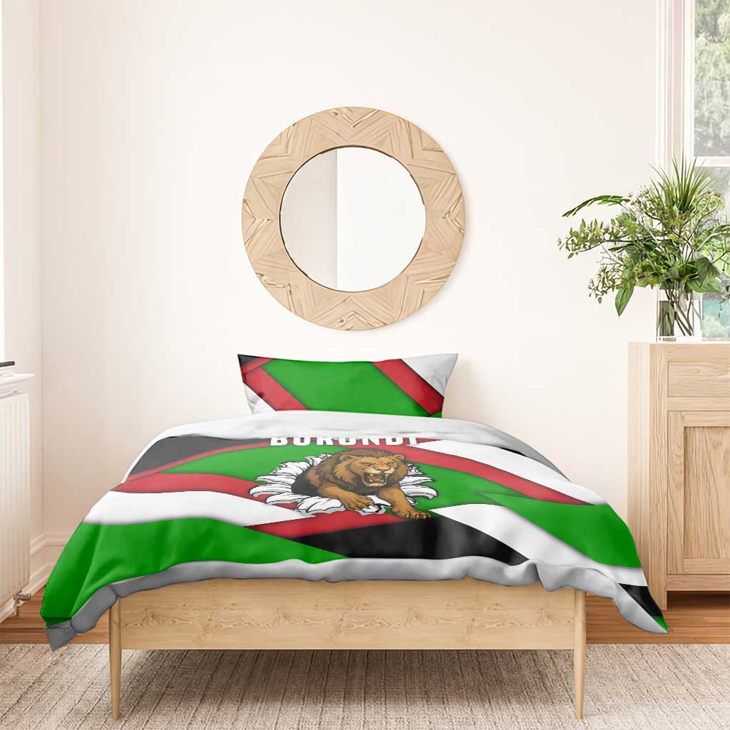 Burundi Roaring Lion Bedding Set with National Flag Colors TS04