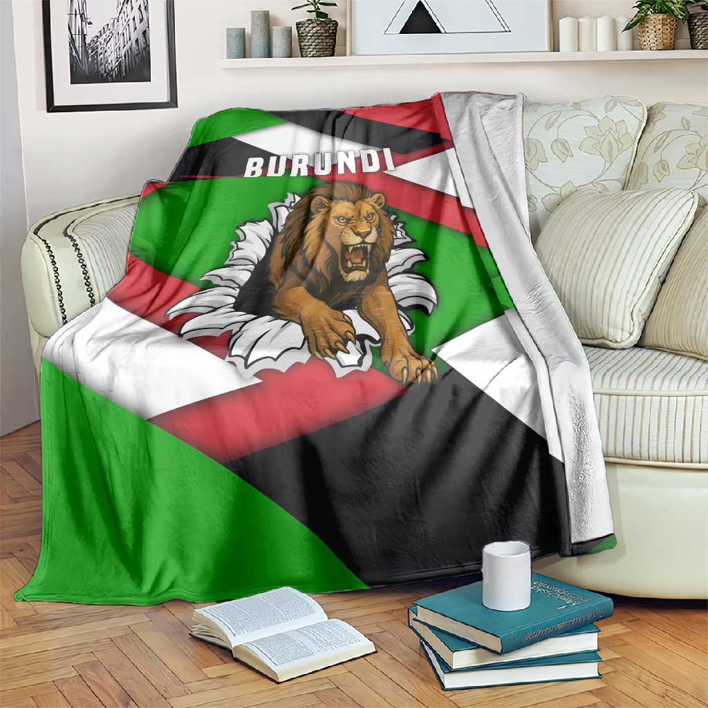 Burundi Roaring Lion Blanket with National Flag Colors TS04