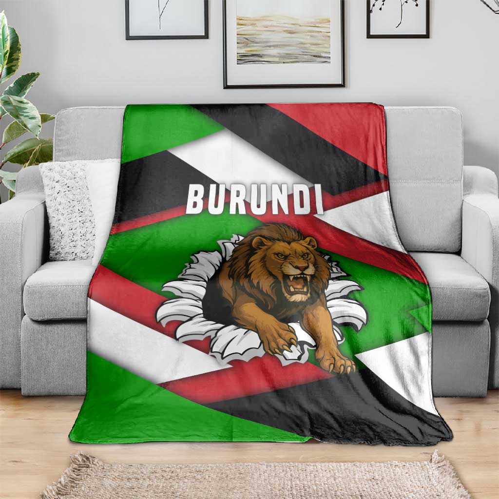 Burundi Roaring Lion Blanket with National Flag Colors TS04