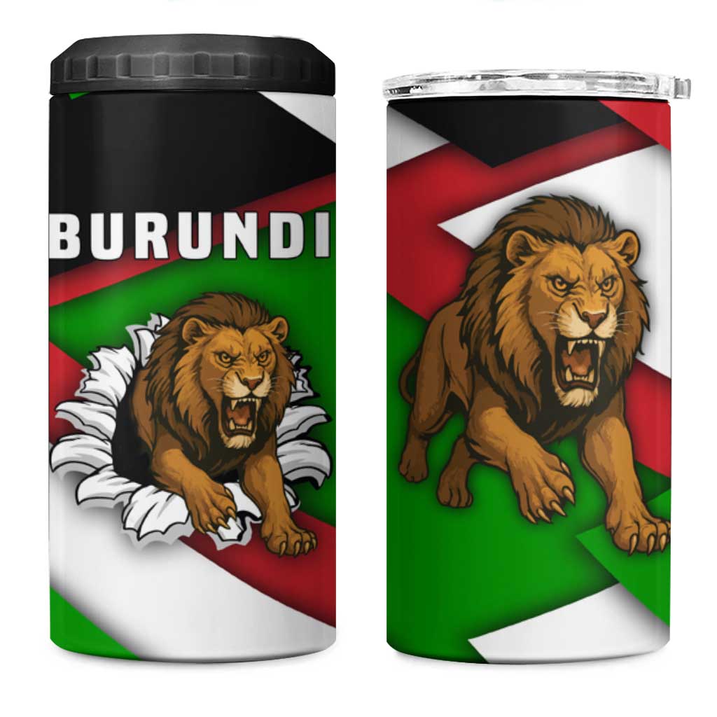 Burundi Roaring Lion 4 in 1 Can Cooler Tumbler with National Flag Colors TS04
