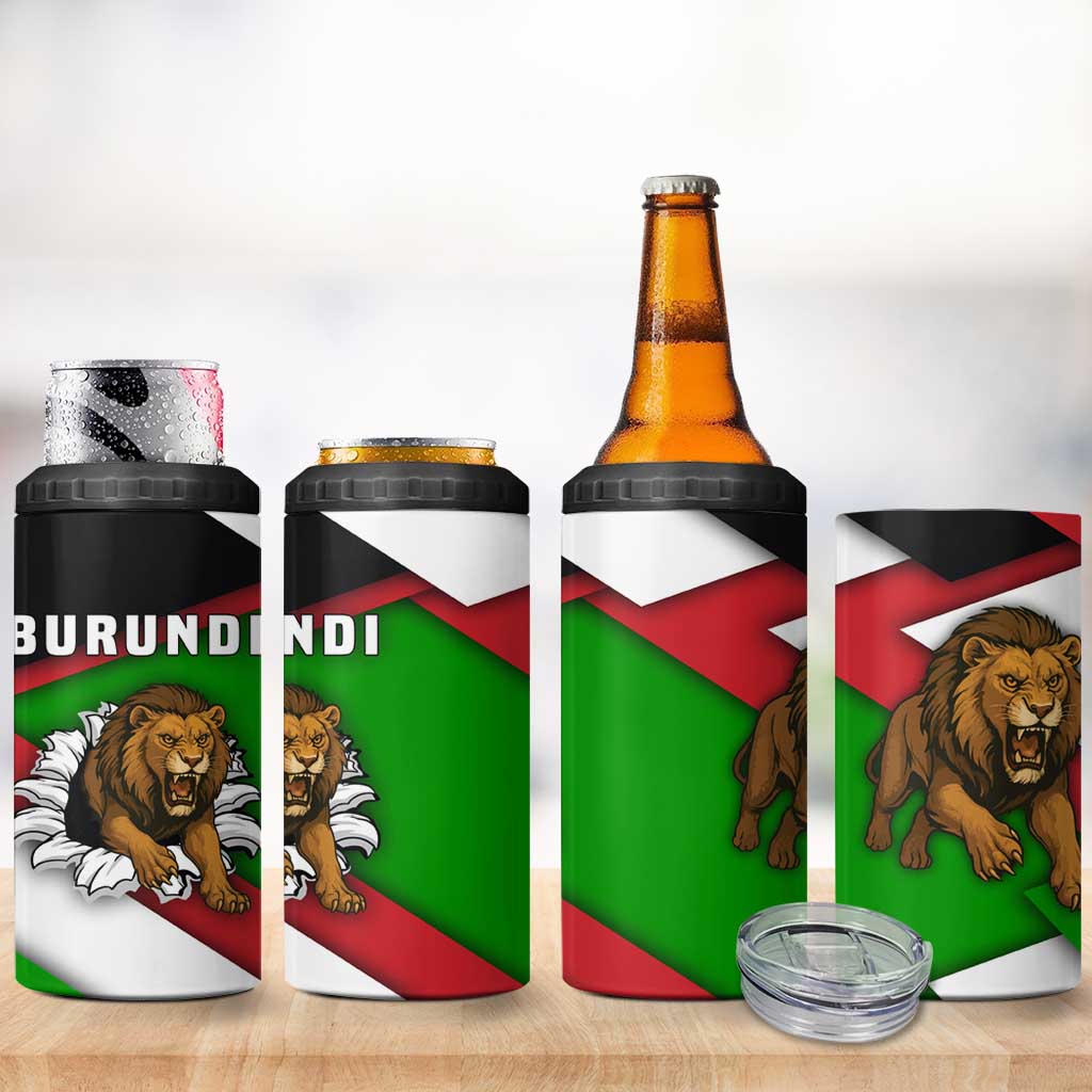 Burundi Roaring Lion 4 in 1 Can Cooler Tumbler with National Flag Colors TS04