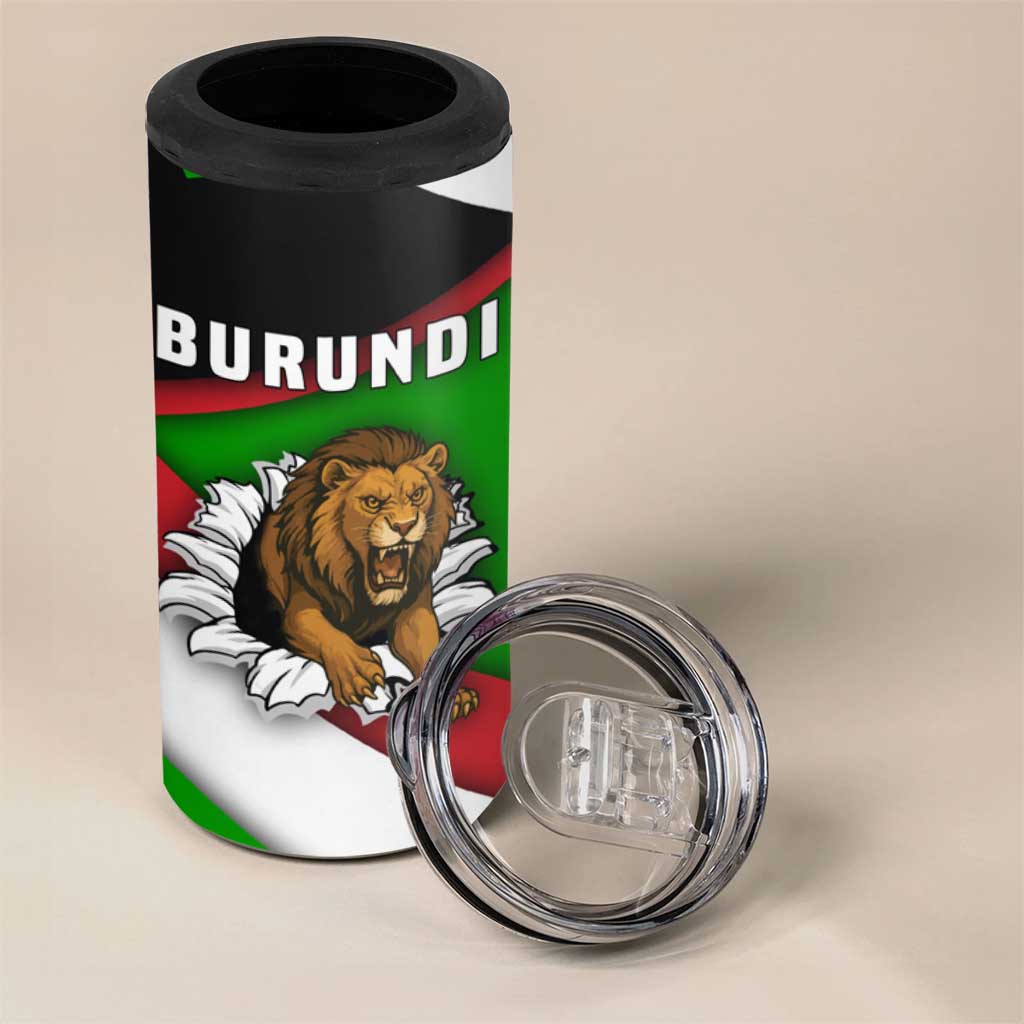 Burundi Roaring Lion 4 in 1 Can Cooler Tumbler with National Flag Colors TS04