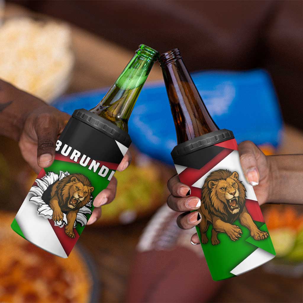Burundi Roaring Lion 4 in 1 Can Cooler Tumbler with National Flag Colors TS04