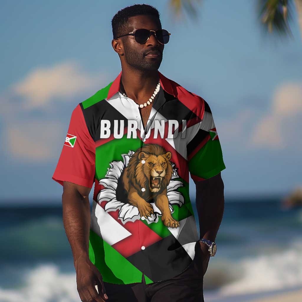 Burundi Roaring Lion Hawaiian Shirt with National Flag Colors TS04