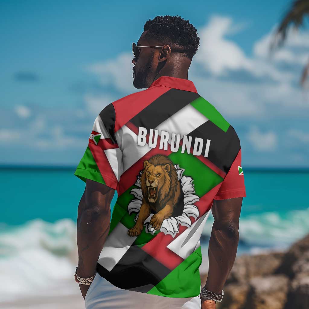 Burundi Roaring Lion Hawaiian Shirt with National Flag Colors TS04