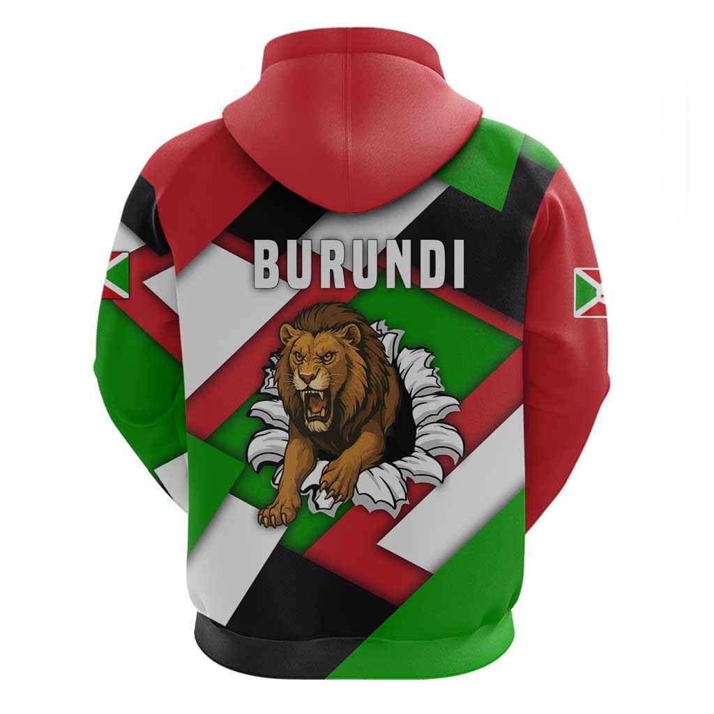 Burundi - Roaring Lion Hoodie with National Flag Colors TS04