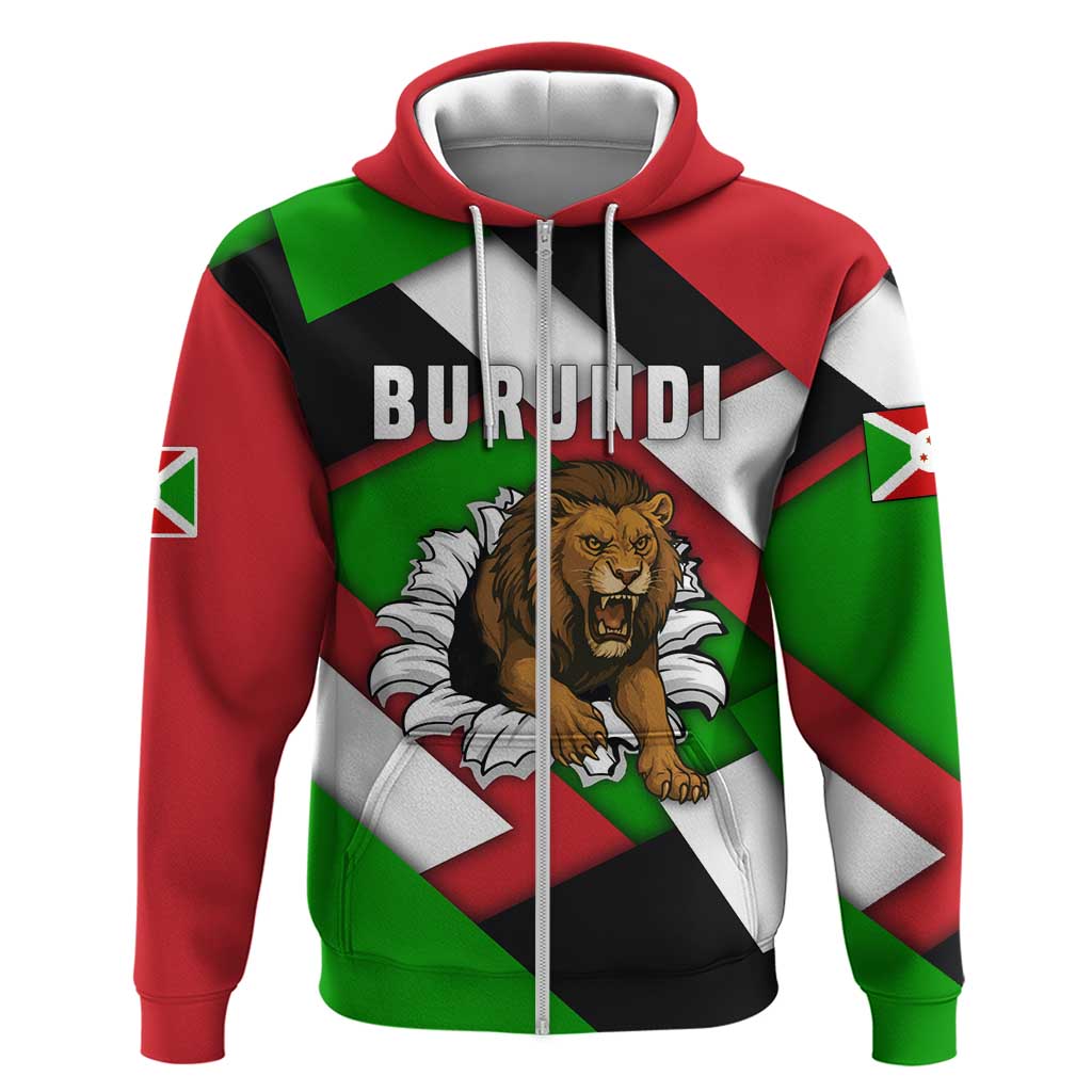 Burundi - Roaring Lion Hoodie with National Flag Colors TS04