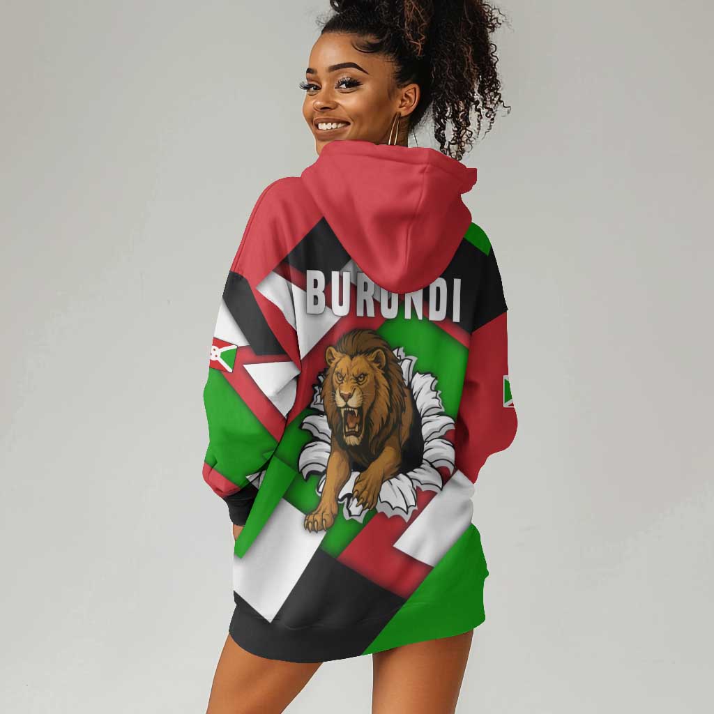 Burundi Roaring Lion Hoodie Dress with National Flag Colors TS04