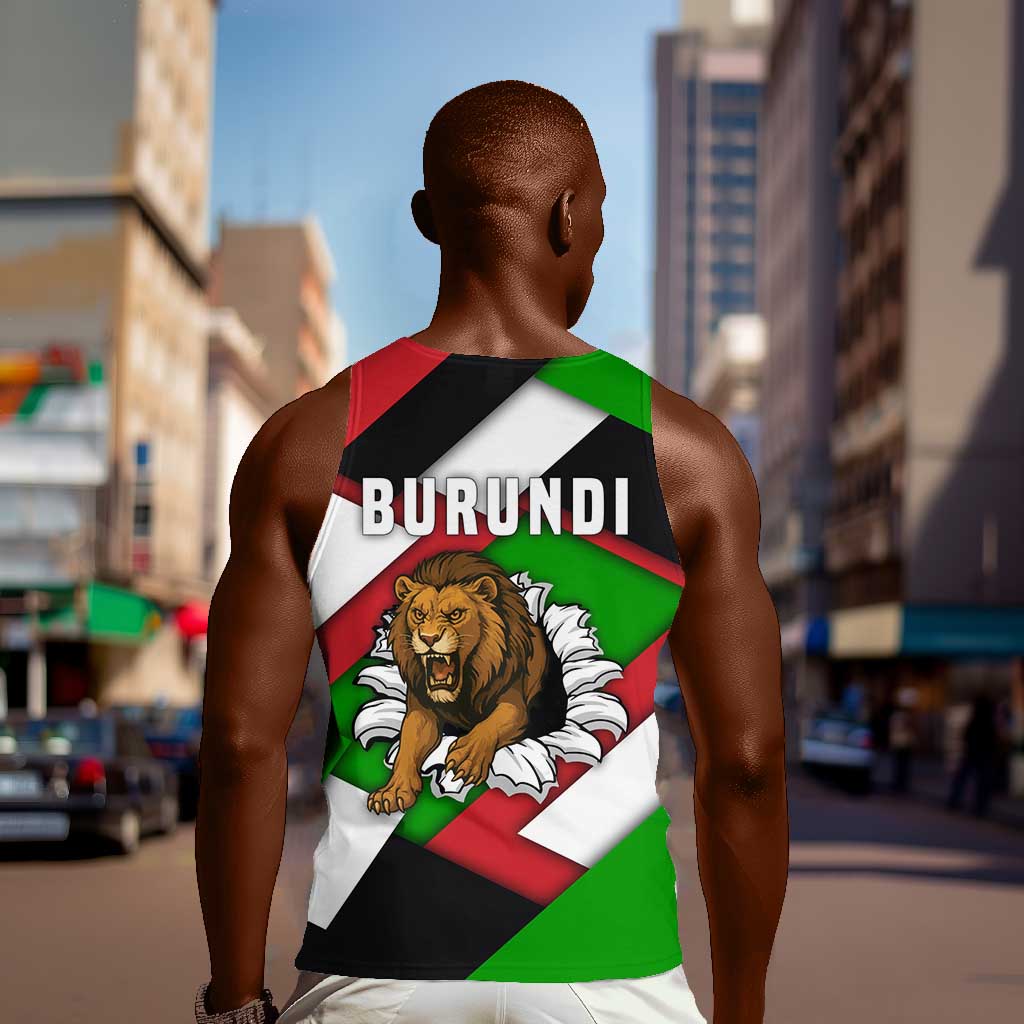 Burundi Roaring Lion Men Tank Top with National Flag Colors TS04