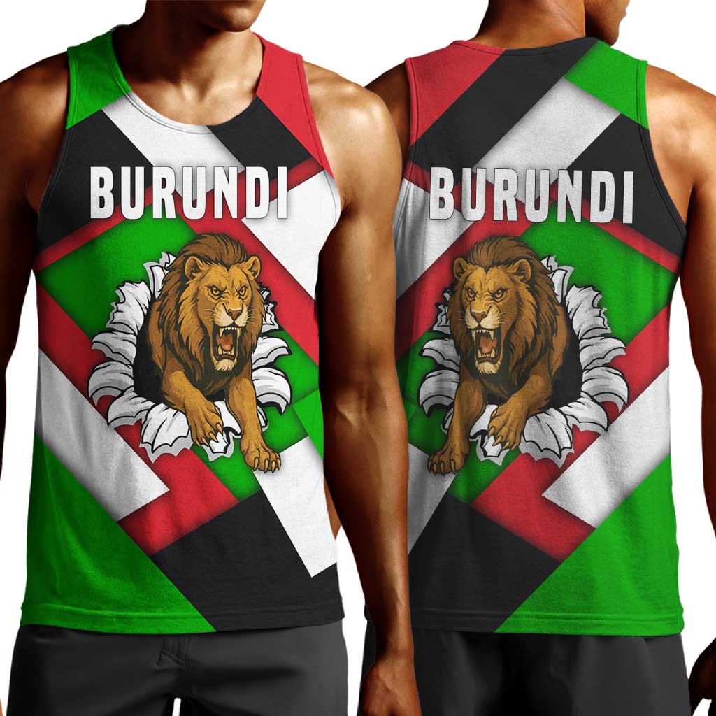 Burundi Roaring Lion Men Tank Top with National Flag Colors TS04