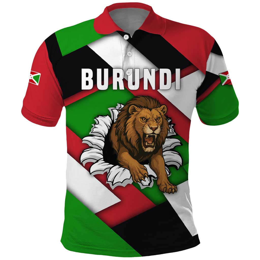 Burundi - Roaring Lion Polo Shirt with National Flag Colors TS04