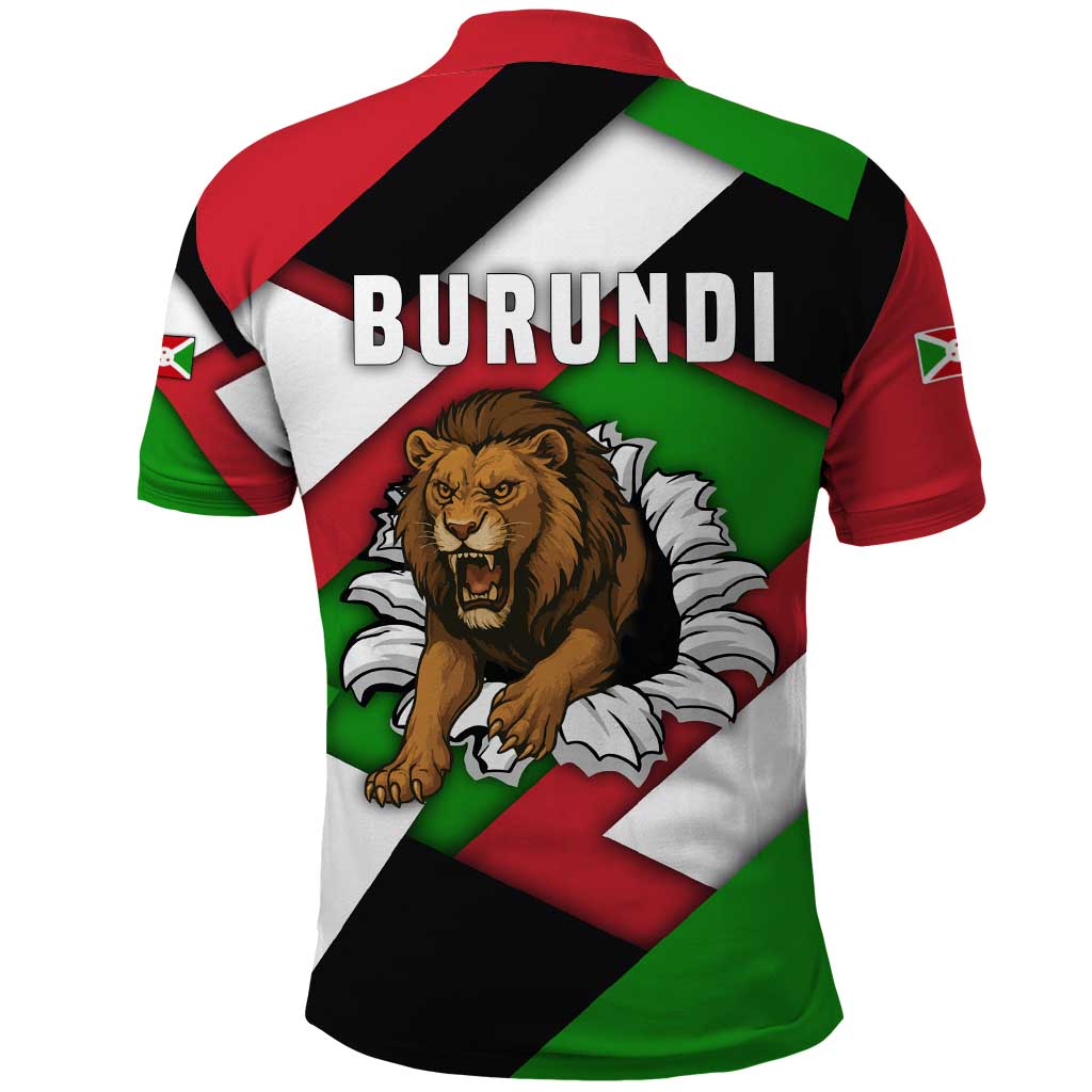 Burundi - Roaring Lion Polo Shirt with National Flag Colors TS04