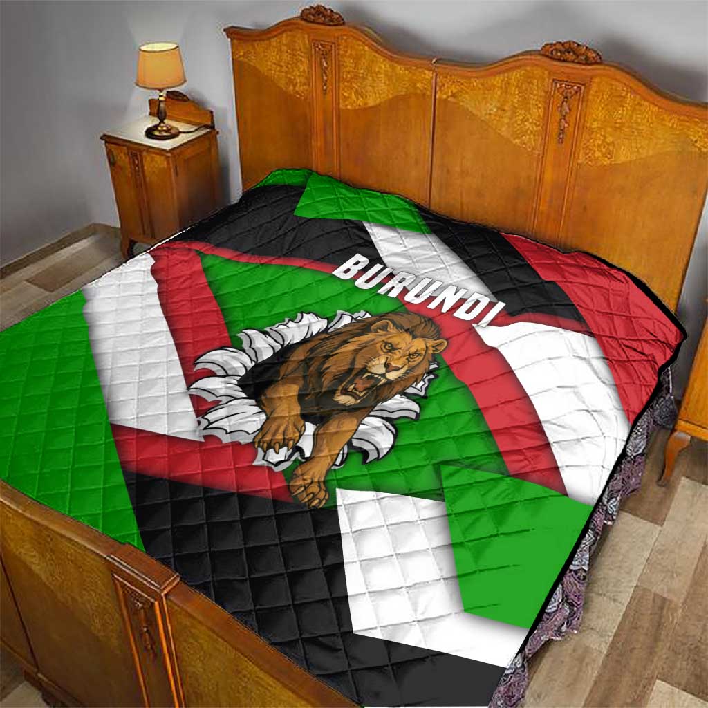 Burundi Roaring Lion Quilt with National Flag Colors TS04