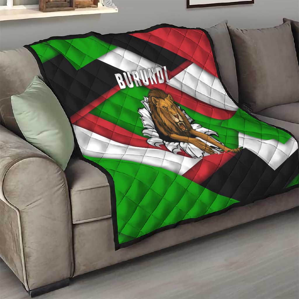Burundi Roaring Lion Quilt with National Flag Colors TS04