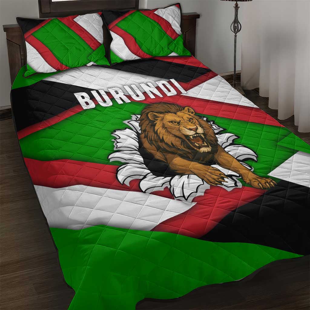 Burundi Roaring Lion Quilt Bed Set with National Flag Colors TS04