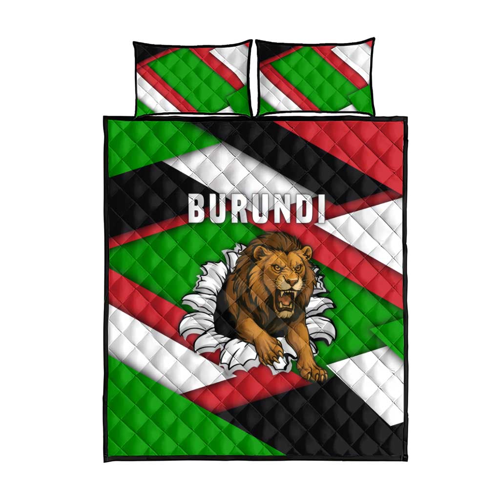 Burundi Roaring Lion Quilt Bed Set with National Flag Colors TS04