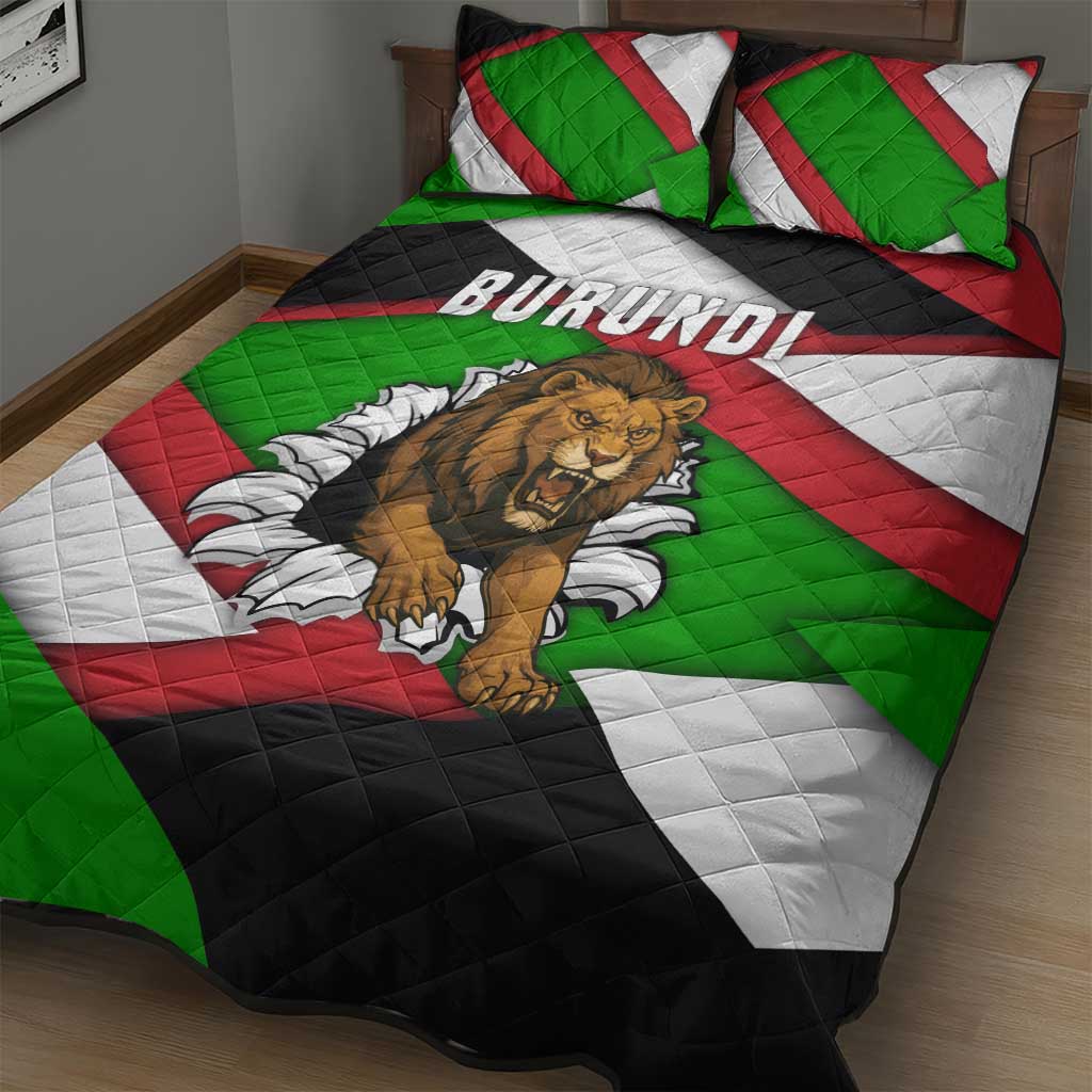 Burundi Roaring Lion Quilt Bed Set with National Flag Colors TS04