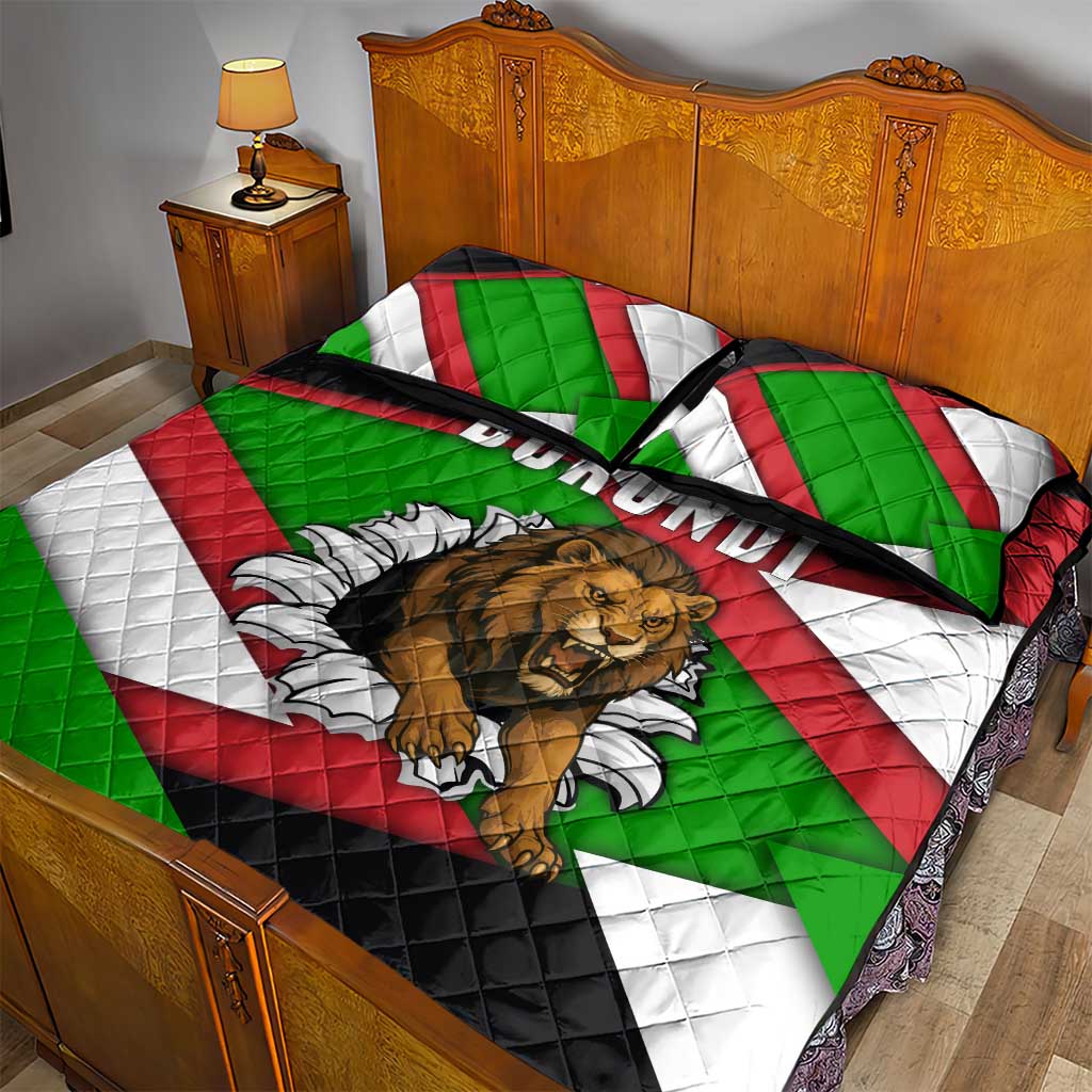 Burundi Roaring Lion Quilt Bed Set with National Flag Colors TS04