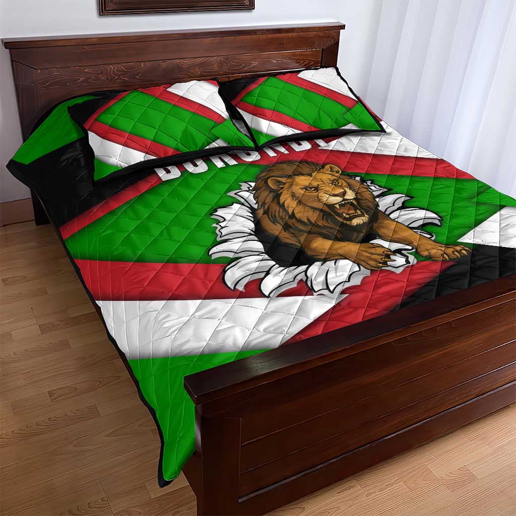 Burundi Roaring Lion Quilt Bed Set with National Flag Colors TS04