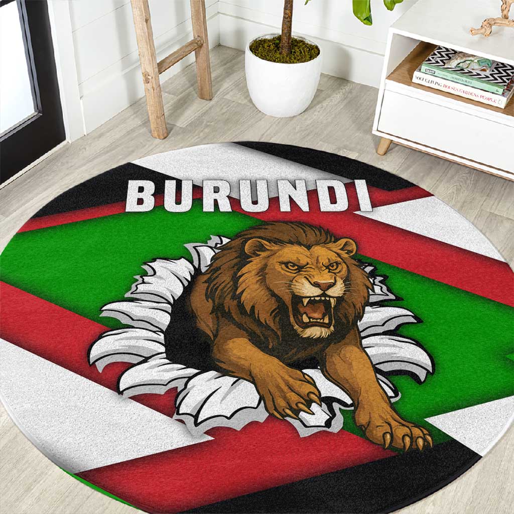 Burundi Roaring Lion Round Carpet with National Flag Colors TS04