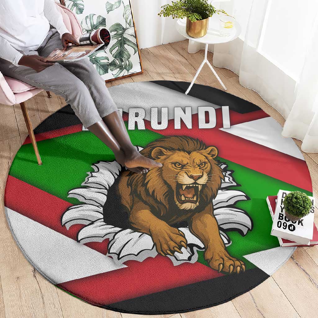 Burundi Roaring Lion Round Carpet with National Flag Colors TS04