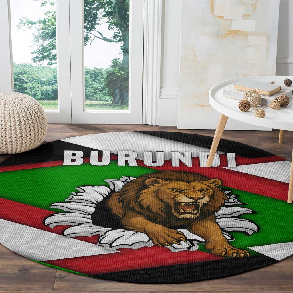 Burundi Roaring Lion Round Carpet with National Flag Colors TS04