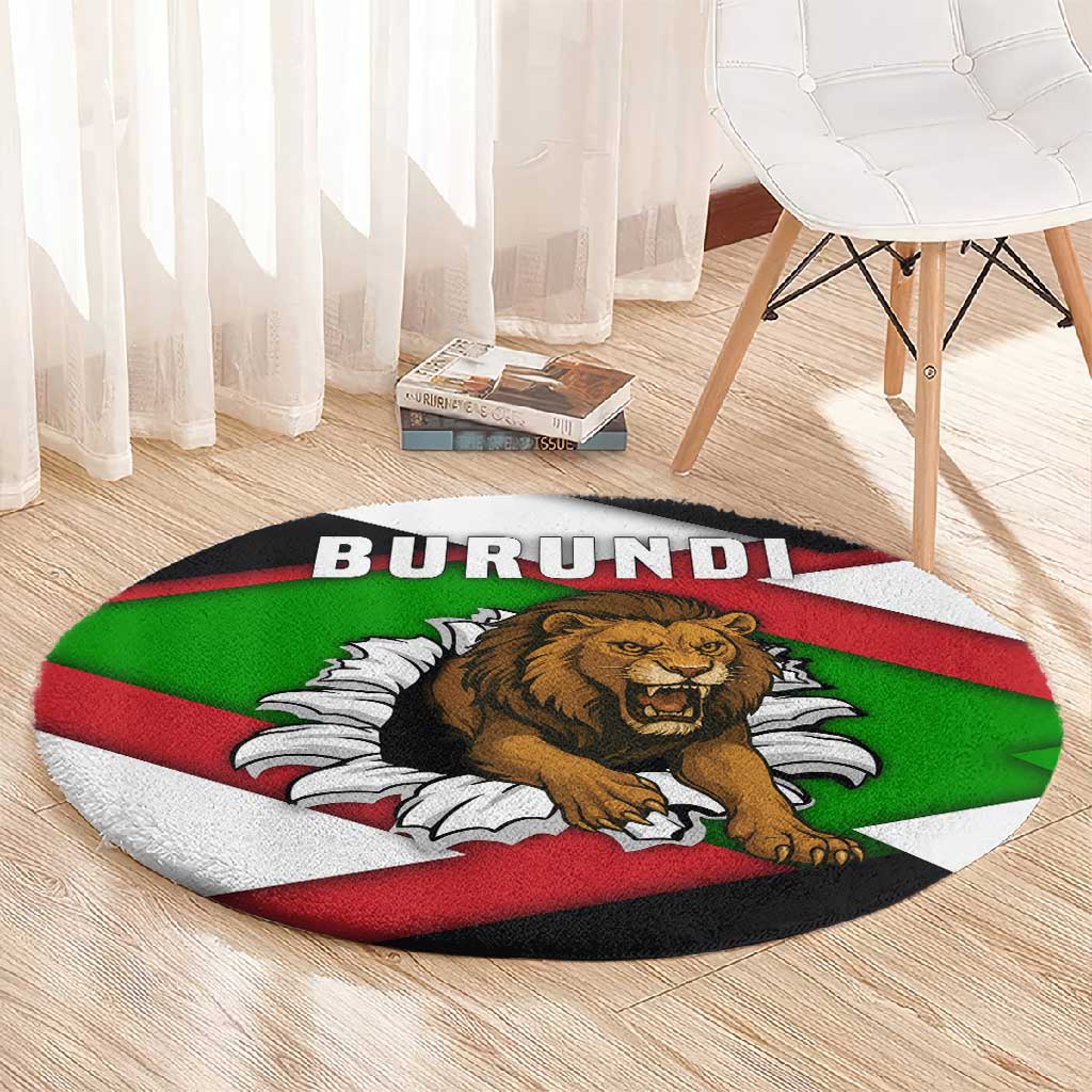 Burundi Roaring Lion Round Carpet with National Flag Colors TS04
