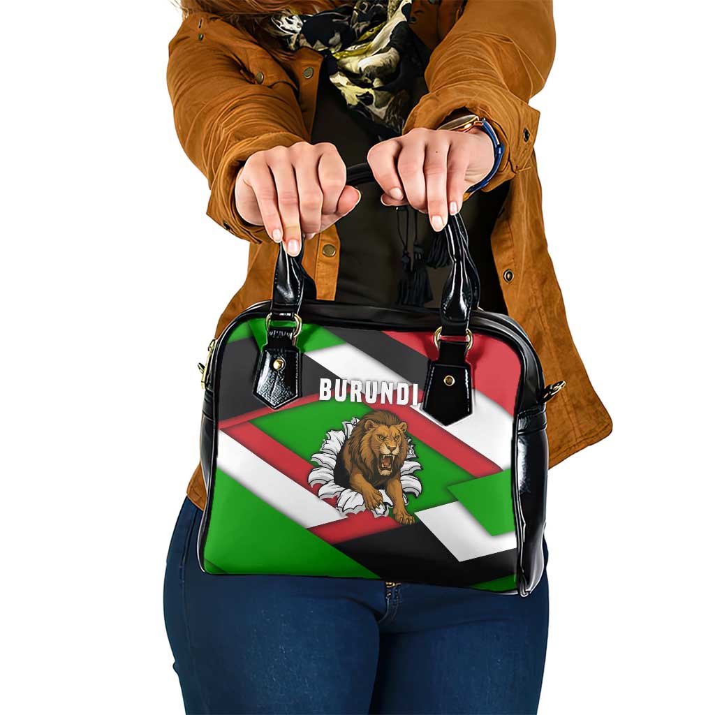 Burundi - Roaring Lion Shoulder Handbag with National Flag Colors TS04
