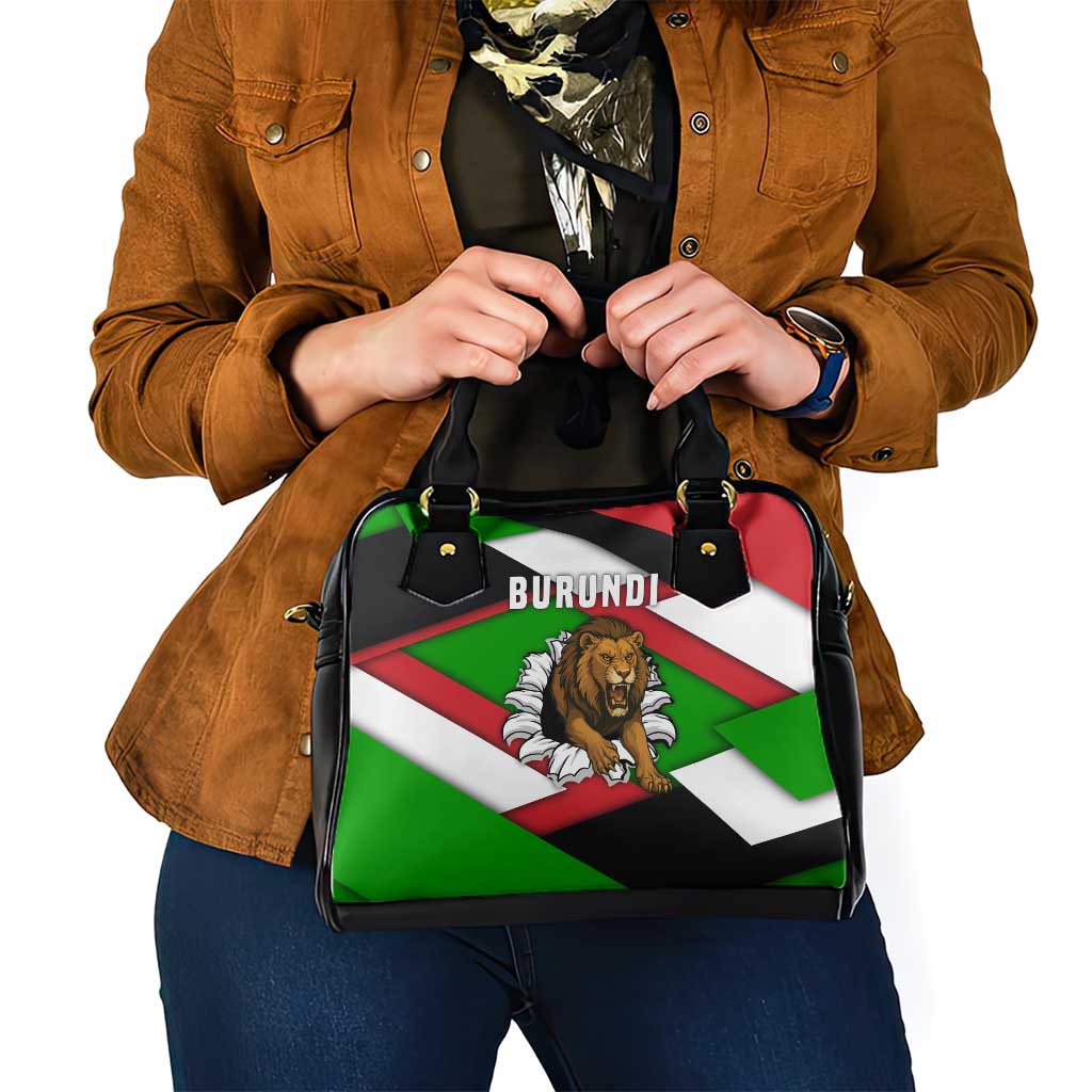 Burundi - Roaring Lion Shoulder Handbag with National Flag Colors TS04