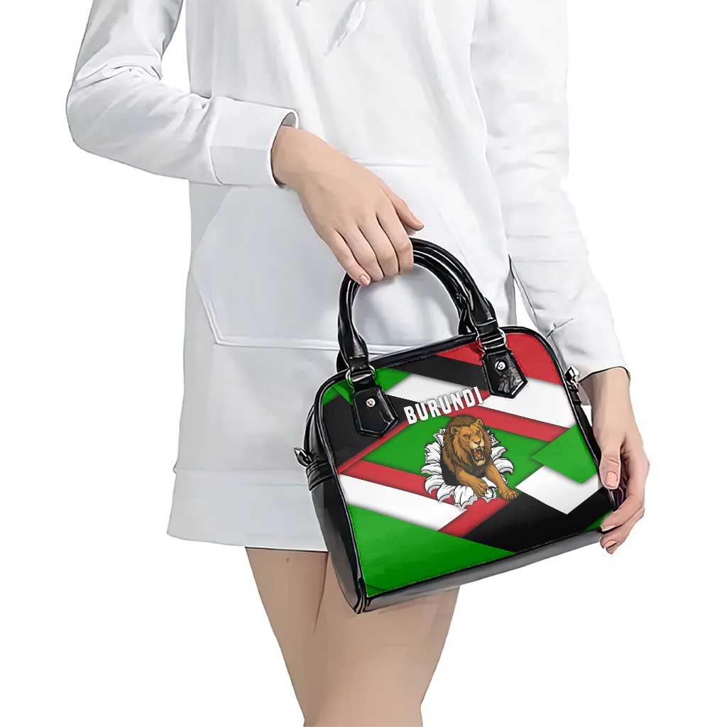 Burundi - Roaring Lion Shoulder Handbag with National Flag Colors TS04